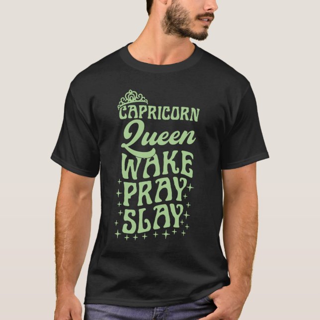 Camiseta Capricórnio Rainha Acordar Reze Eslay Christian Ca (Frente)