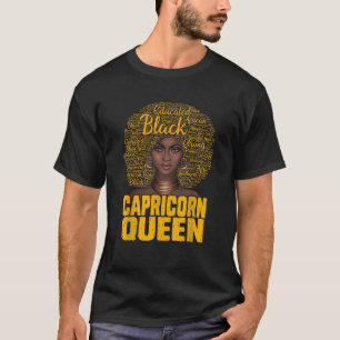 Camiseta Capricórnio Rainha Negra Cabelo Natural Africano A