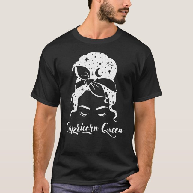 Camiseta Capricórnio rainha Sinal Horoscópio Aniversário (Frente)