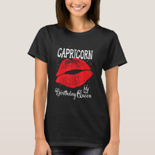 Camiseta Capricórnio Rainha Vermelha Lábios Zodiac Aniversá