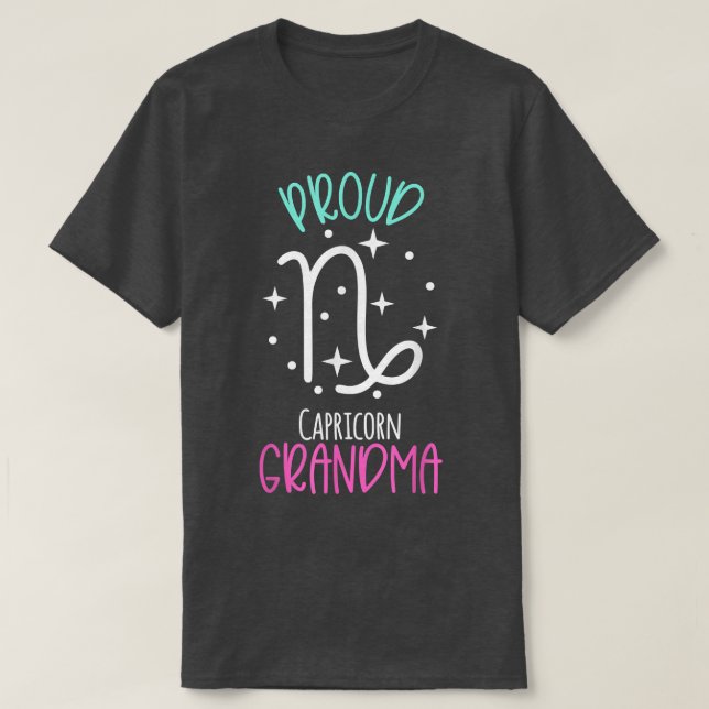 Camiseta Capricórnio Vovó Orgulhosa Vovó Zodioca Novo Símbo (Frente do Design)