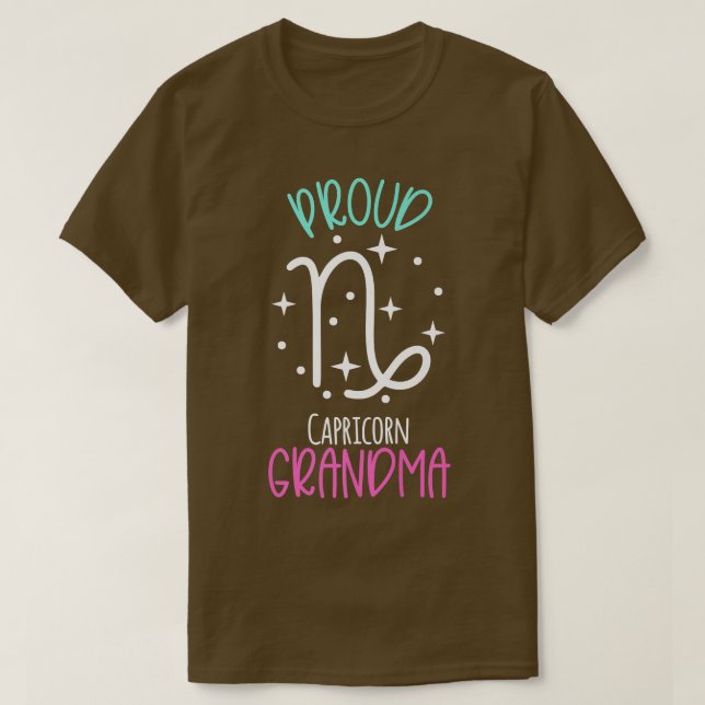 Camiseta Capricórnio Vovó Orgulhosa Vovó Zodioca Novo Símbo (Frente do Design)