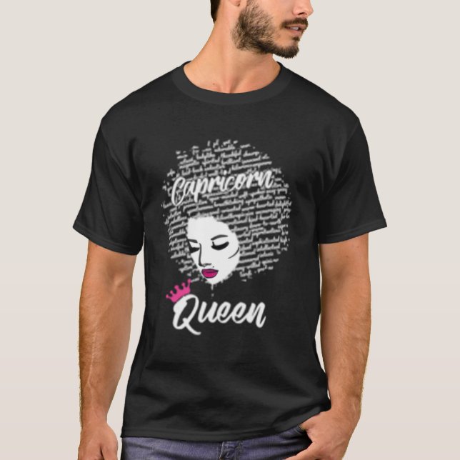 Camiseta Capricórnio Zodiac Afro Para Preto (Frente)