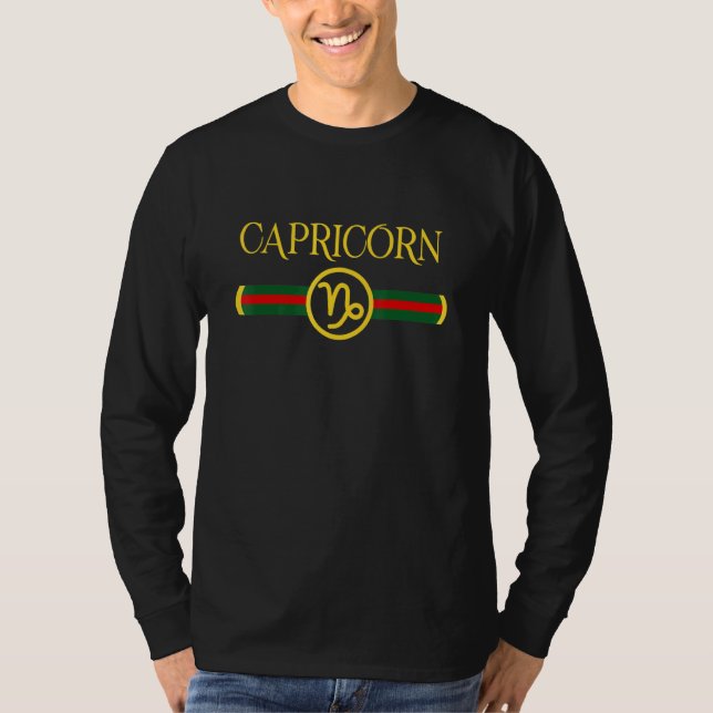 Camiseta Capricórnio Zodiac Maio Abril Arte Gráfica de Aniv (Frente)
