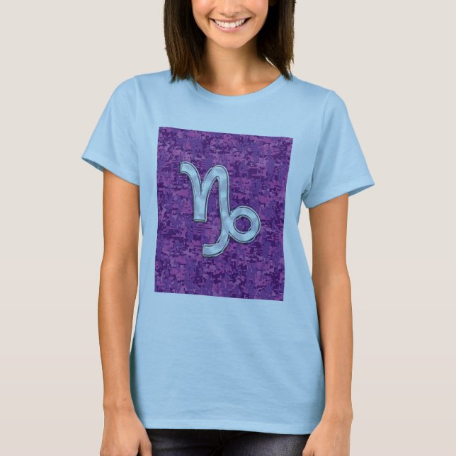 Camiseta Capricórnio Zodiac Símbolo Fuchsia Digital Camoufl (Frente)