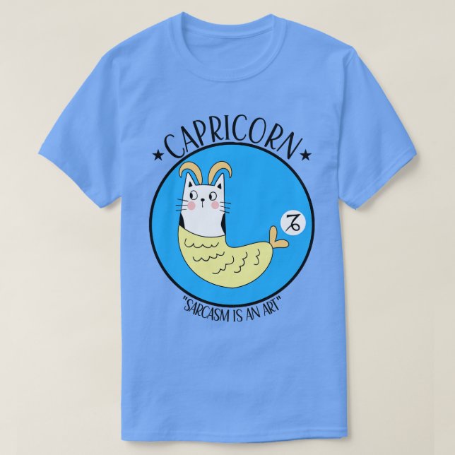 Camiseta Capricórnio Zodiano - Sinal Cute Engraçado Gato Ga (Frente do Design)