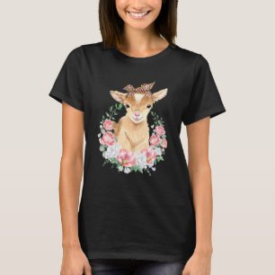 Camiseta Caprino Bonito Com Flor De Cabeça De Leopardo Cuja