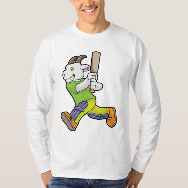 Camiseta Caprino como Batsman com morcego de críquete (Frente)