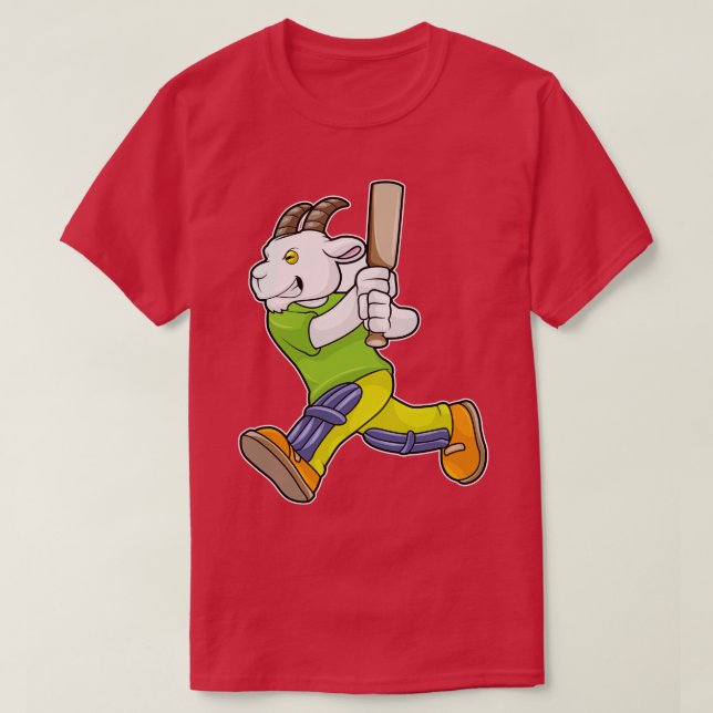Camiseta Caprino como Batsman com morcego de críquete (Frente do Design)