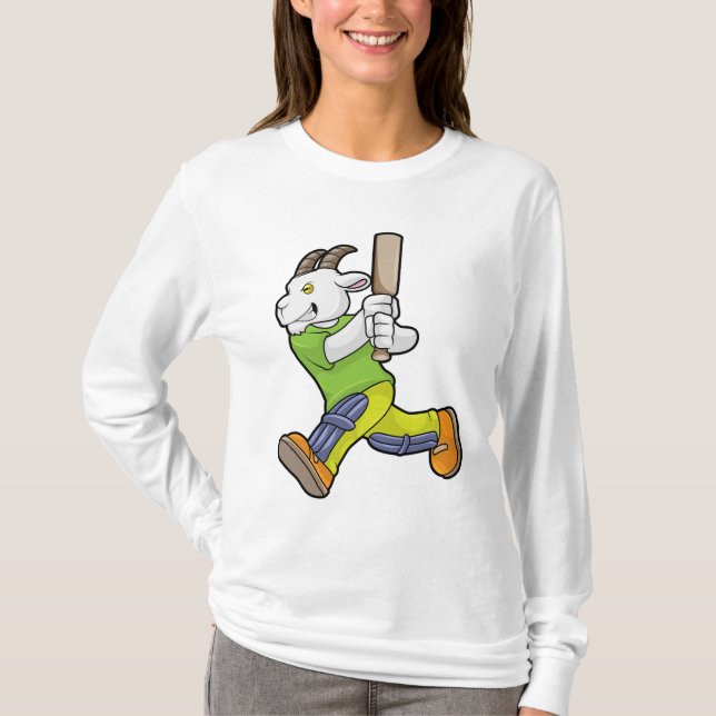 Camiseta Caprino como Batsman com morcego de críquete (Frente)