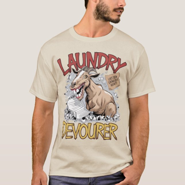 Camiseta Caprino louco - Descarregador de lavanderia (Frente)