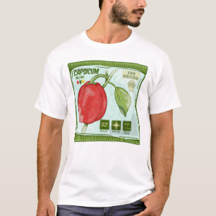 Camiseta Capsicum Sementes de pimenta de sino vermelho