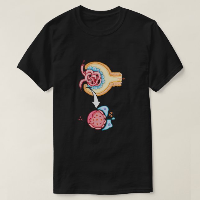 Camiseta Cápsula de Bowman Nephron Rim Glomerulus (Frente do Design)