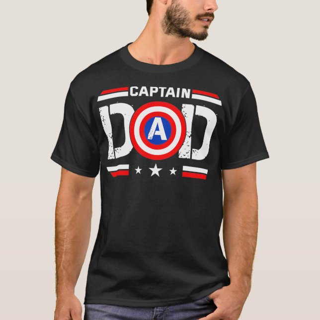 Camiseta Captain Dad Superhero Funny Men Fathers Day Dad (Frente)