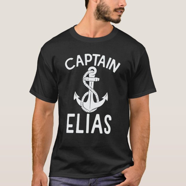 Camiseta Captain Elias Boating Ship Yacht Boat Anchor (Frente)