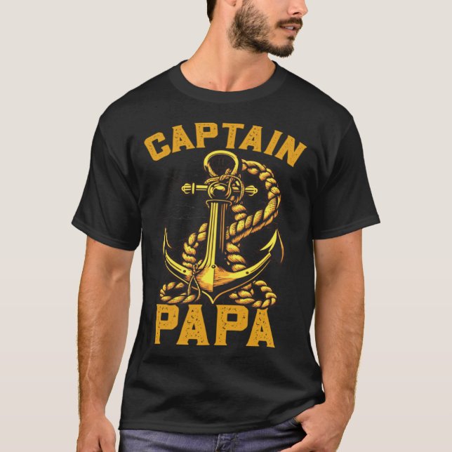 Camiseta Captain Papa Pontoon Sailing Boat Dad Daddy Father (Frente)