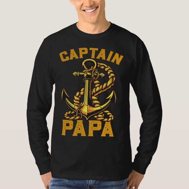 Camiseta Captain Papa Pontoon Sailing Boat Dad Daddy Father (Frente)