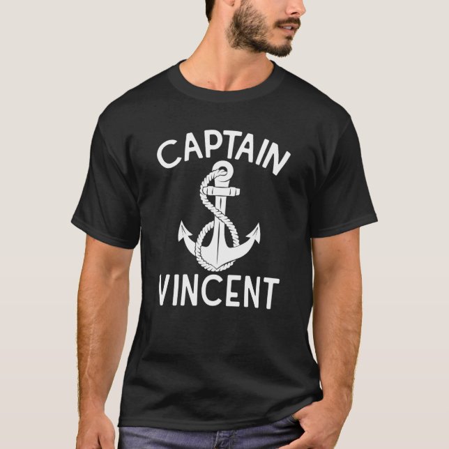 Camiseta Captain Vincent Yacht Ship Anchor Boating Boat (Frente)