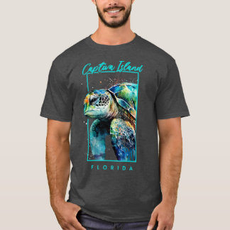 Camiseta Captiva Island Florida Watercolor Sea Turtle Porte