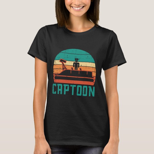 Camiseta Captoon Boat Sunset Retro Pontoon Captain Men Boys (Frente)