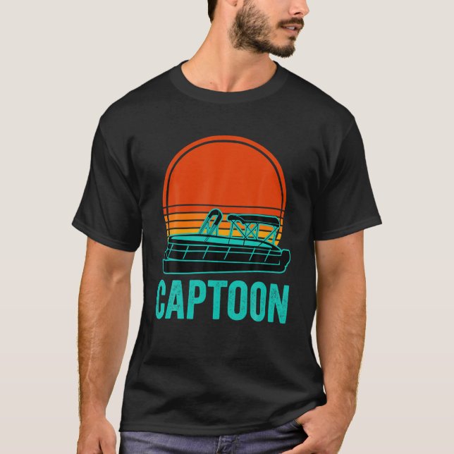 Camiseta Captoon Pontoon Boat Funny Barco Lago Pontoon Ca (Frente)