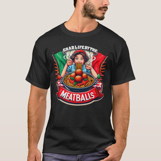 Camiseta Capturar a vida pelos almôndegas Novidade italiana (Frente)