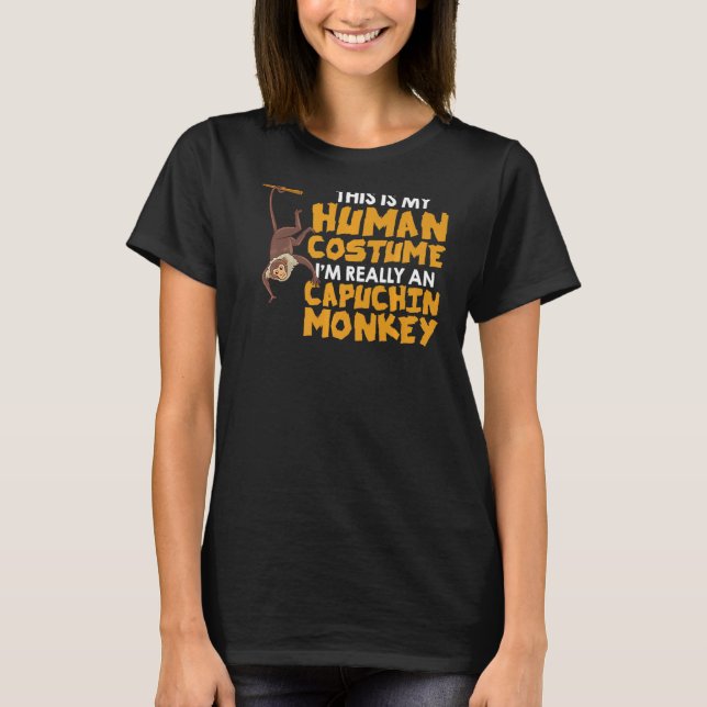 Camiseta Capuchin Macaco Cage Comida (Frente)
