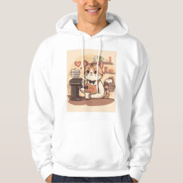 Camiseta Capuz Cute Funny Cozy Cartoon Barista Gat
