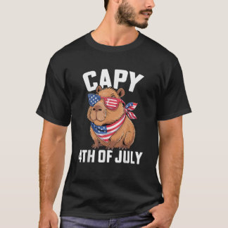 Camiseta Capy 4 de Julho Óculos de Sol com Bandeira America