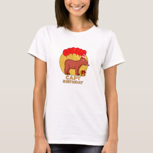 Camiseta capivara de manga curta para senhoras, desenhos animados  engraçados, fofos, casuais, animais brancos, camisa capivaras, gráfico