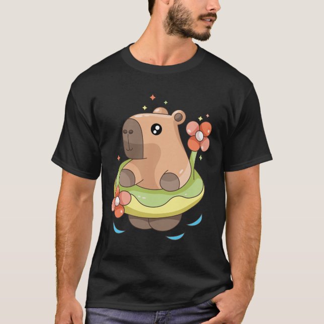 Camiseta Capy Capybara Floatie Funny Xmas Em Julho, Garotas (Frente)