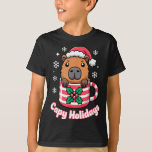 Camiseta Capy Férias Capivara Fofa Natal Chapéu do Papai No