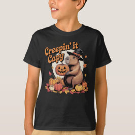 Camiseta Capy Halloween Capybara, crepina, chapéu de bruxa