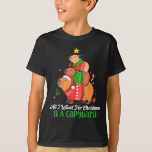 Camiseta Capy Natal Cute Capivara Árvore de Natal Pjs Anima