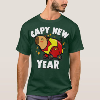 Camiseta Capy New Year Cute Kawaii Capybara Ano Novo 2024 t