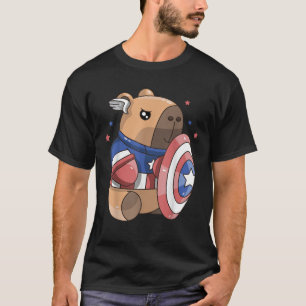 Camiseta Capybara 4 De Julho Meninos American Flag Boy K