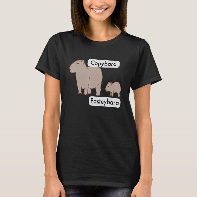 Camiseta Capybara and Baby Capybara Pup  Copy Paste Pun (Frente)
