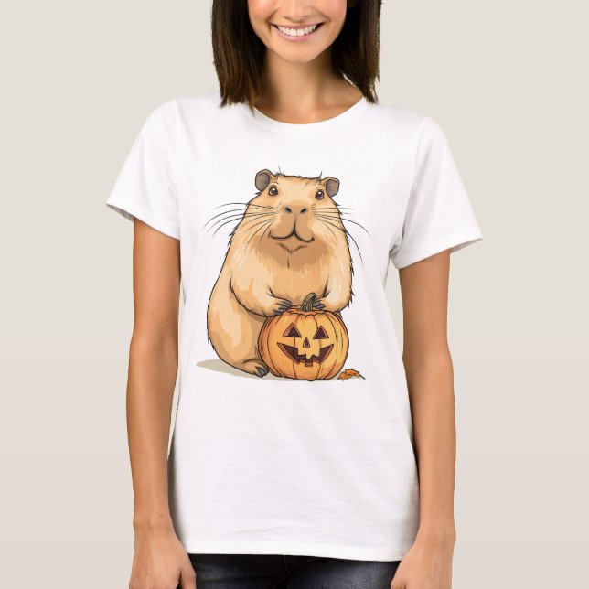 Camiseta Capybara and Pumpkin Halloween (Frente)