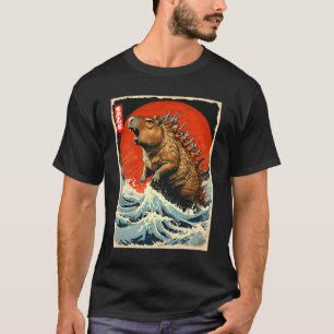 Camiseta Capybara Arte Japonesa Divertida Capyzilla Monstro