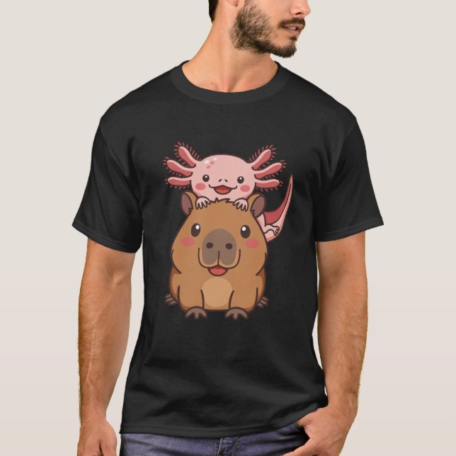 Camiseta Capybara Axolotl Kawaii Animal Lover Zoo Day (Frente)