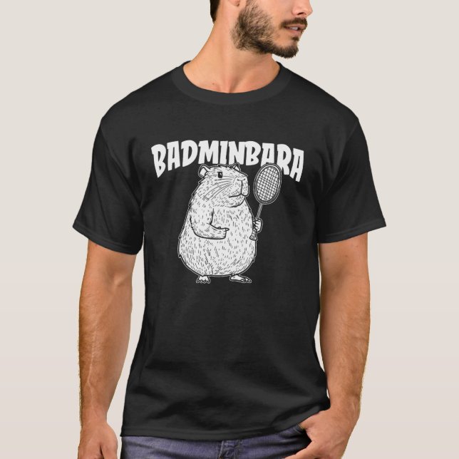 Camiseta Capybara Badminton Shuttle - Jogadora Racket Badmi (Frente)