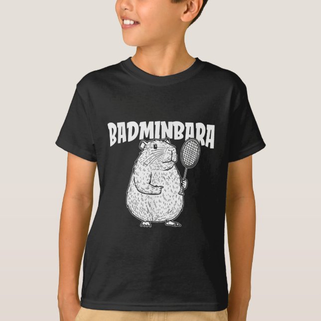 Camiseta Capybara Badminton Shuttle - Jogadora Racket Badmi (Frente)