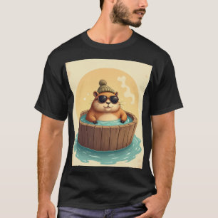 Camiseta Capybara Banheira Vibes Relax Sticker Capybara Rel