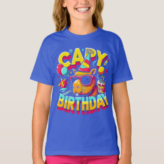 Camiseta Capybara Birthday Celebration Funny Party Gift Tee