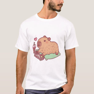 Camiseta Capybara Bonita A Refrigeração Com Videos games E