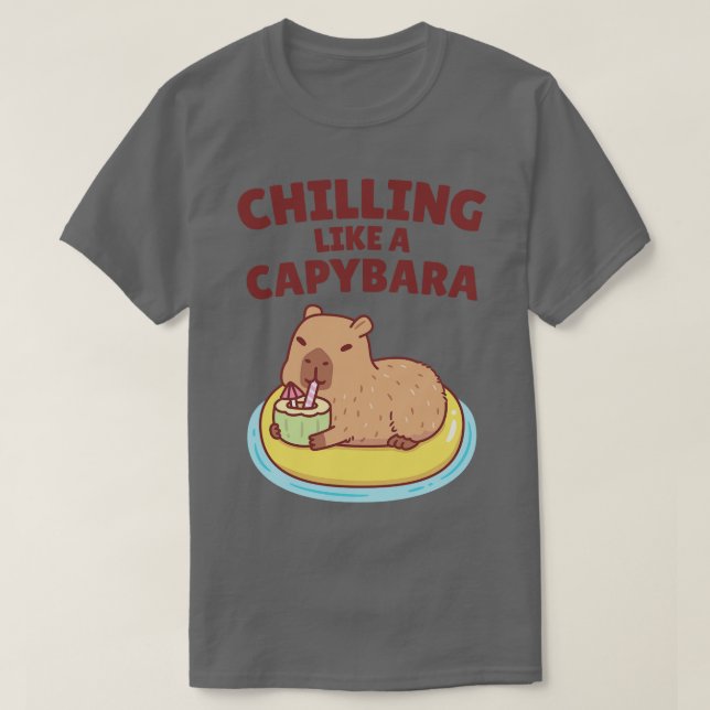 Camiseta Capybara Bonita Em Uma Piscina, Como Uma Capybara (Frente do Design)