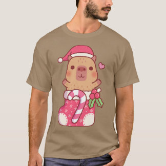 Camiseta Capybara Bonita No Natal, Com Doces