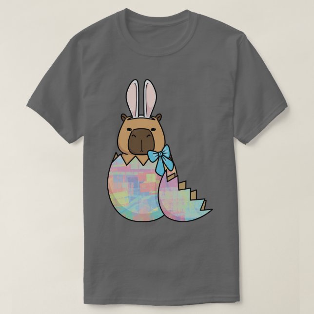 Camiseta Capybara Bunny Hatching Easter Egg (Frente do Design)