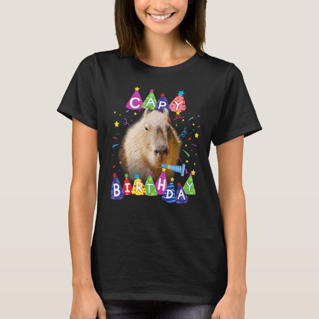 Camiseta Capybara Capy Birthday Feliz aniversário Capybaras (Frente)