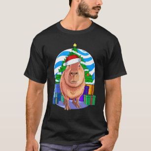 Camiseta Capybara Cavy Cute Papai noel Decoração de Árvore 